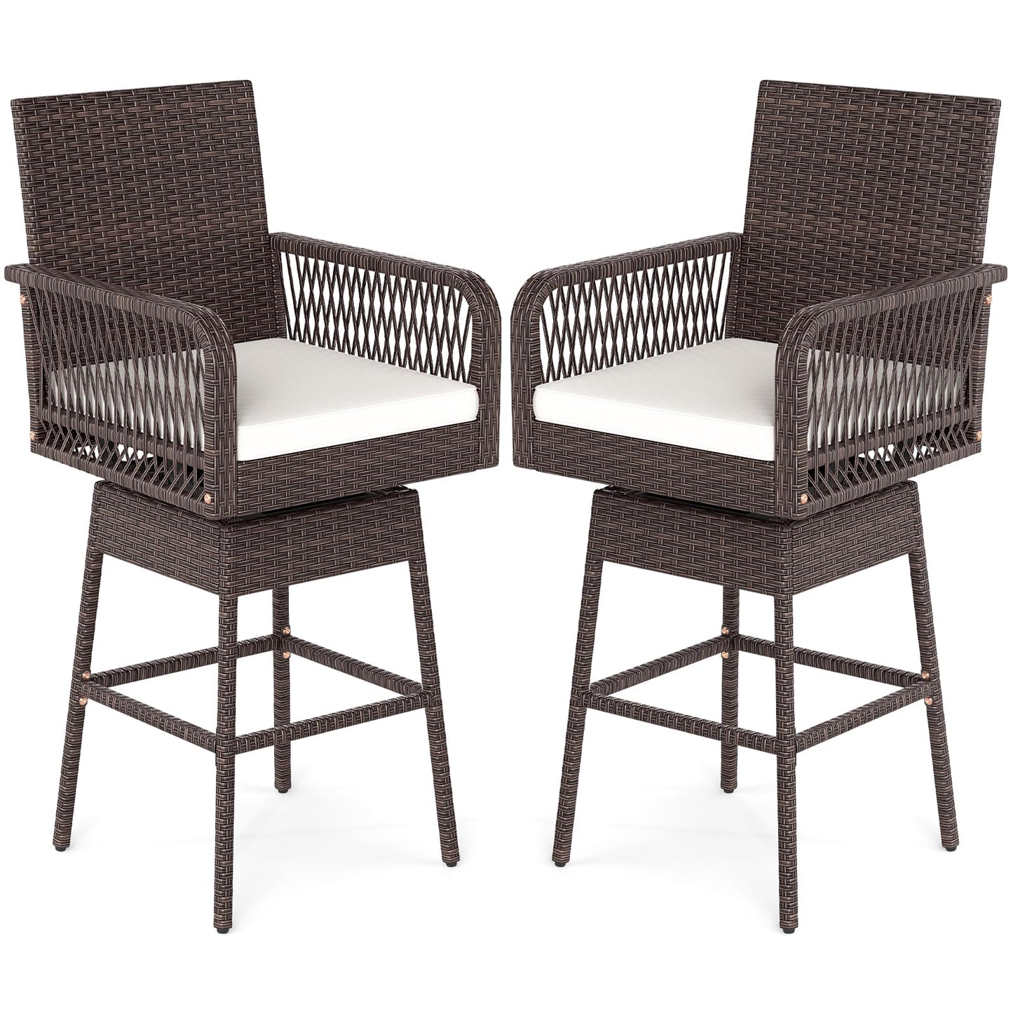 Tangkula Patio 360° Swivel Bar Stool for Backyard
