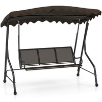 Tangkula 3 Person Porch Swing, Patio Swing with Adjustable Canopy, Heavy-Duty Metal Frame & Breathable Seat