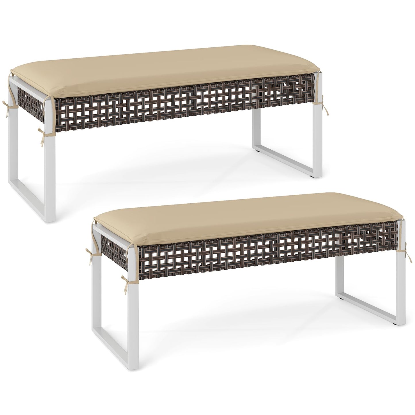 Repose-pieds d'extérieur Tangkulka avec coussin moelleux et cadre en métal