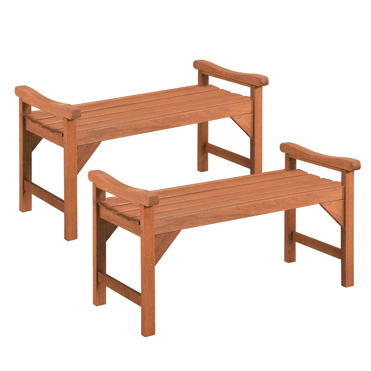 Tangkula Outdoor Backless Wood Bench with Support Handles