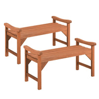 Tangkula Outdoor Backless Wood Bench with Support Handles