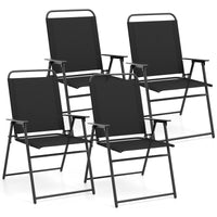 Tangkula Patio Folding Dining Chairs Set of 2, Space-Saving Outdoor Sling Chairs with Armrest & Backrest