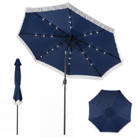 Tangkula 10 FT Solar Patio Umbrella with Fringe