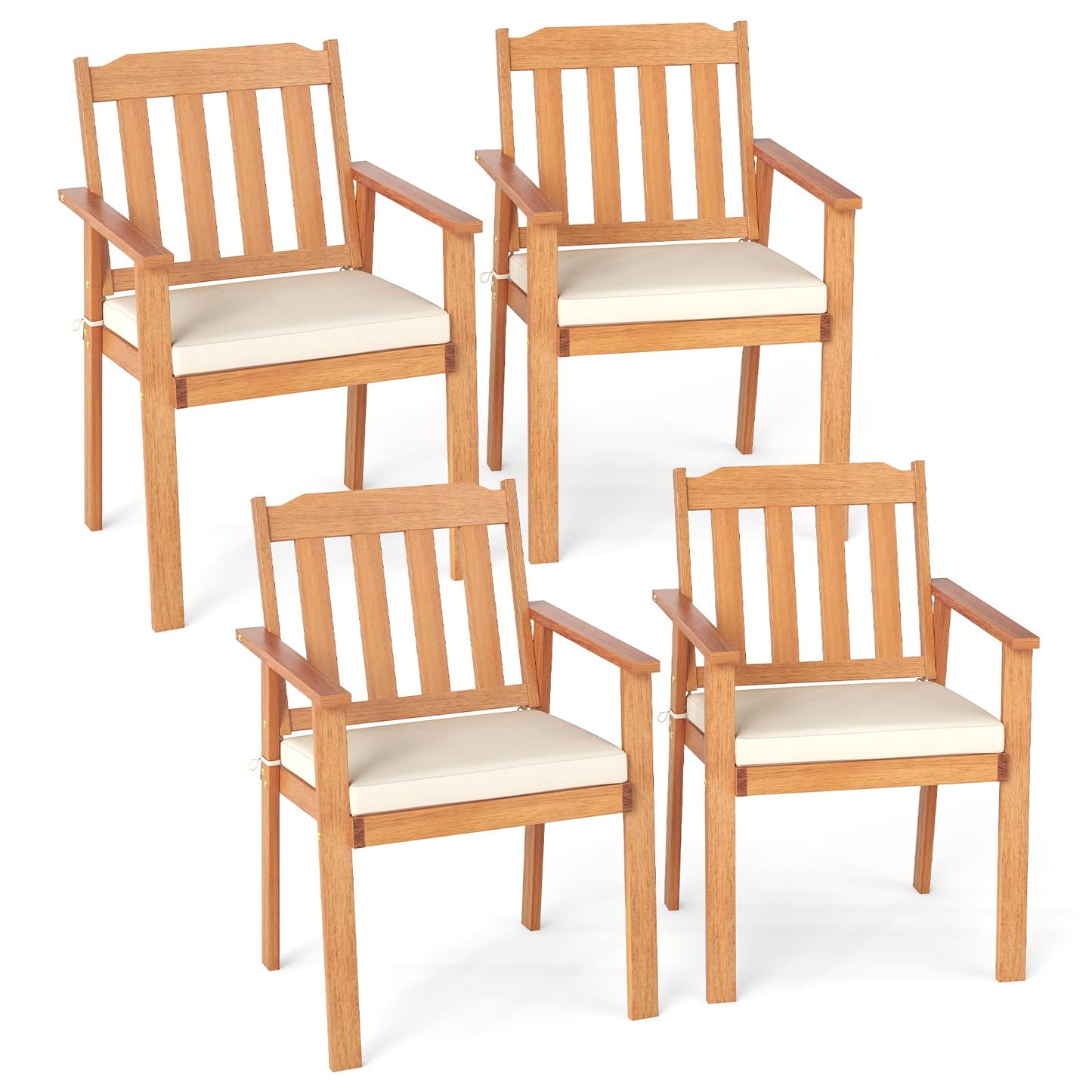 Tangkula Wooden Patio Chair Set of 2/4 for Patio