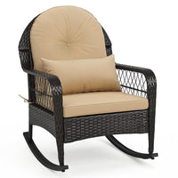 Tangkula Outdoor Wicker Rocking Chair w/Soft Cushions