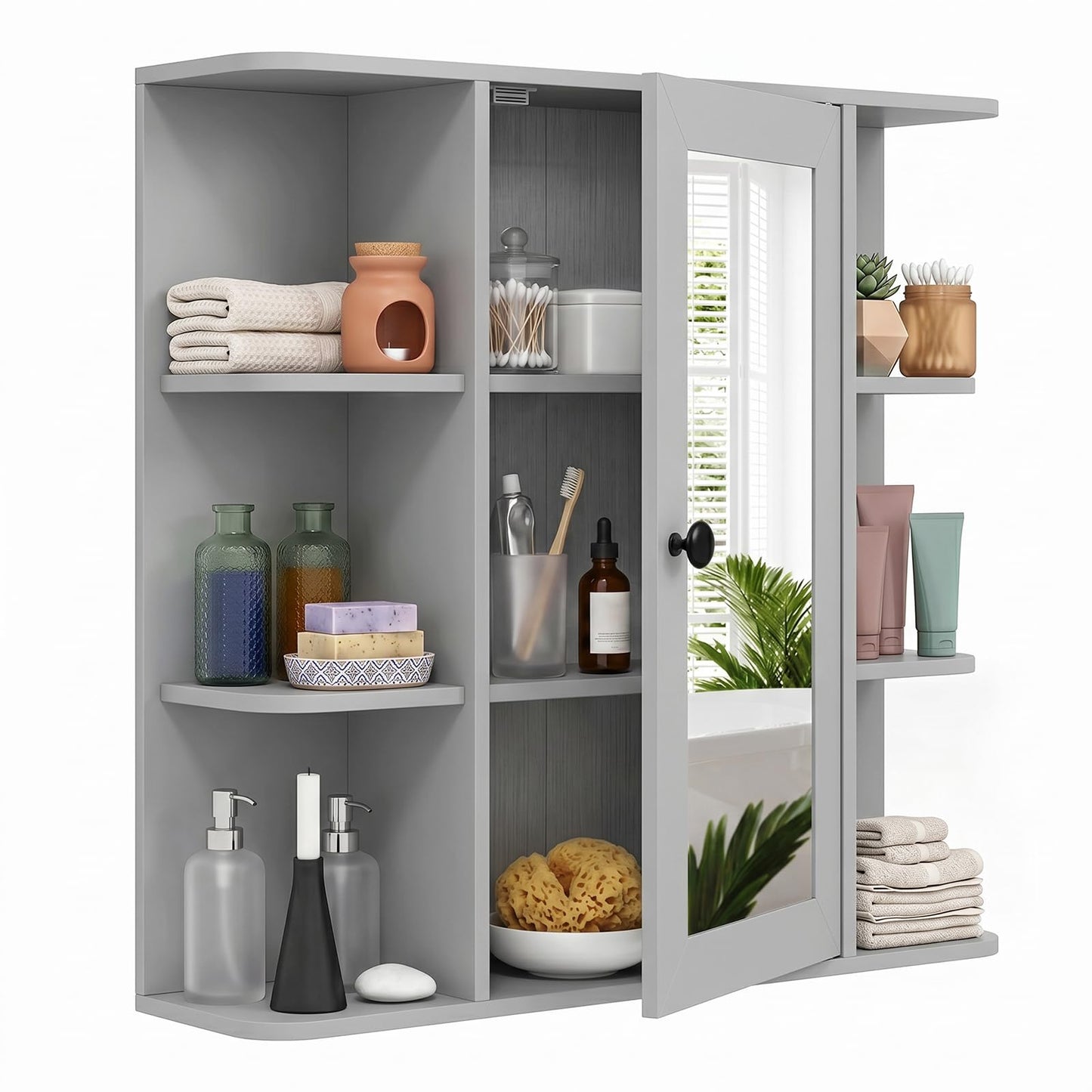 Tangkula 26 x 6.5 x 25 Inches Bathroom Wall Cabinet with Mirror