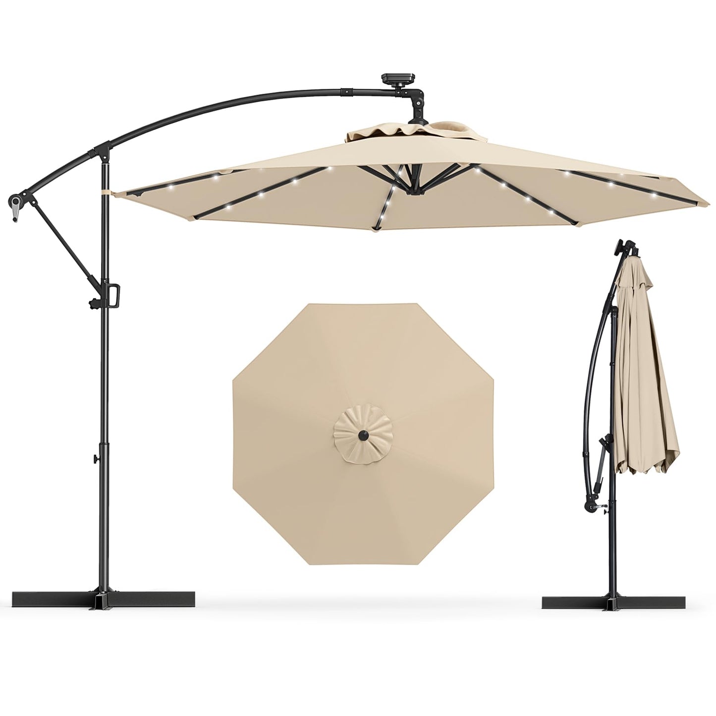 Tangkula 10 FT Patio Offset Umbrella with 360 Degree Rotation