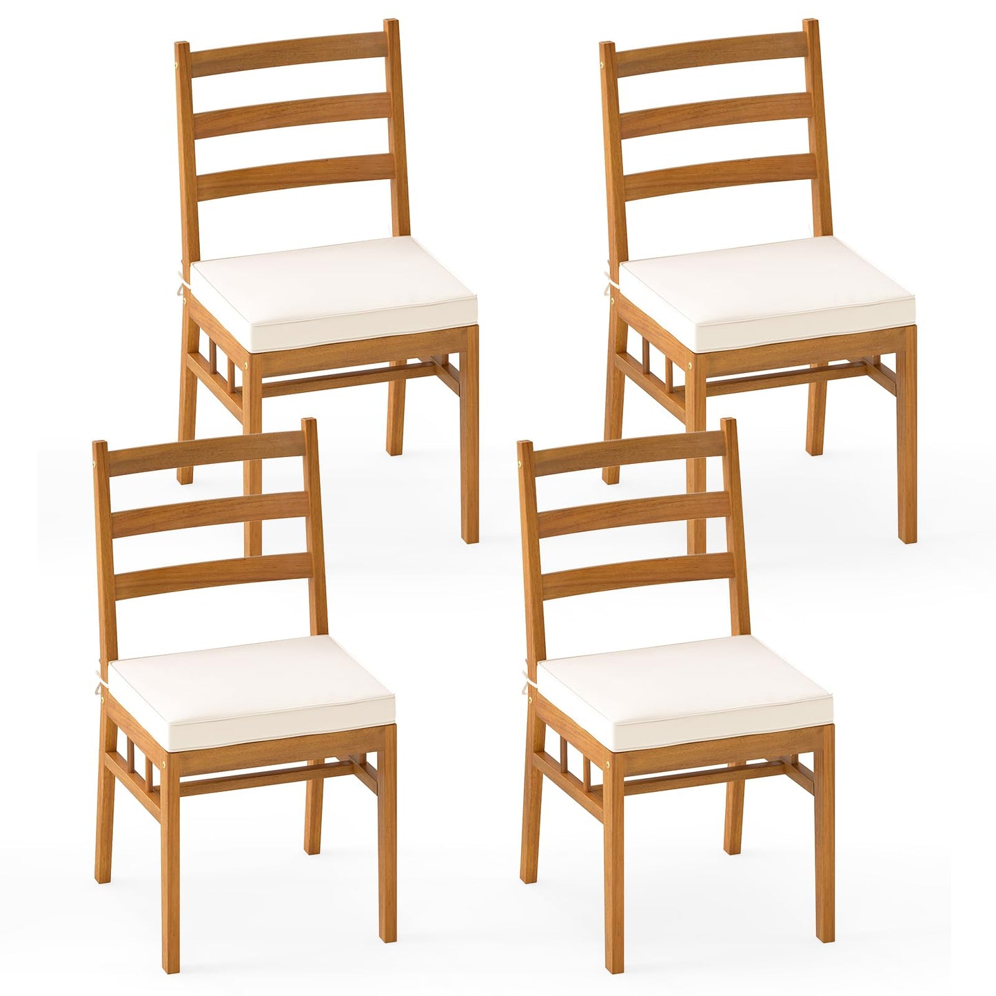 Tangkula Wood Patio Chair Set of 2/4 for Indoor Porch Garden Deck Pool Balcony