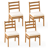 Tangkula Wood Patio Chair Set of 2/4 for Indoor Porch Garden Deck Pool Balcony