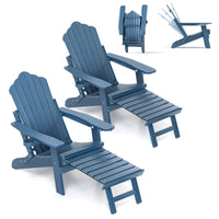 Tangkula Folding Adirondack Chair, All-Weather HIPS Lounge Chair w/Retractable Footrest & Adjustable Backrest