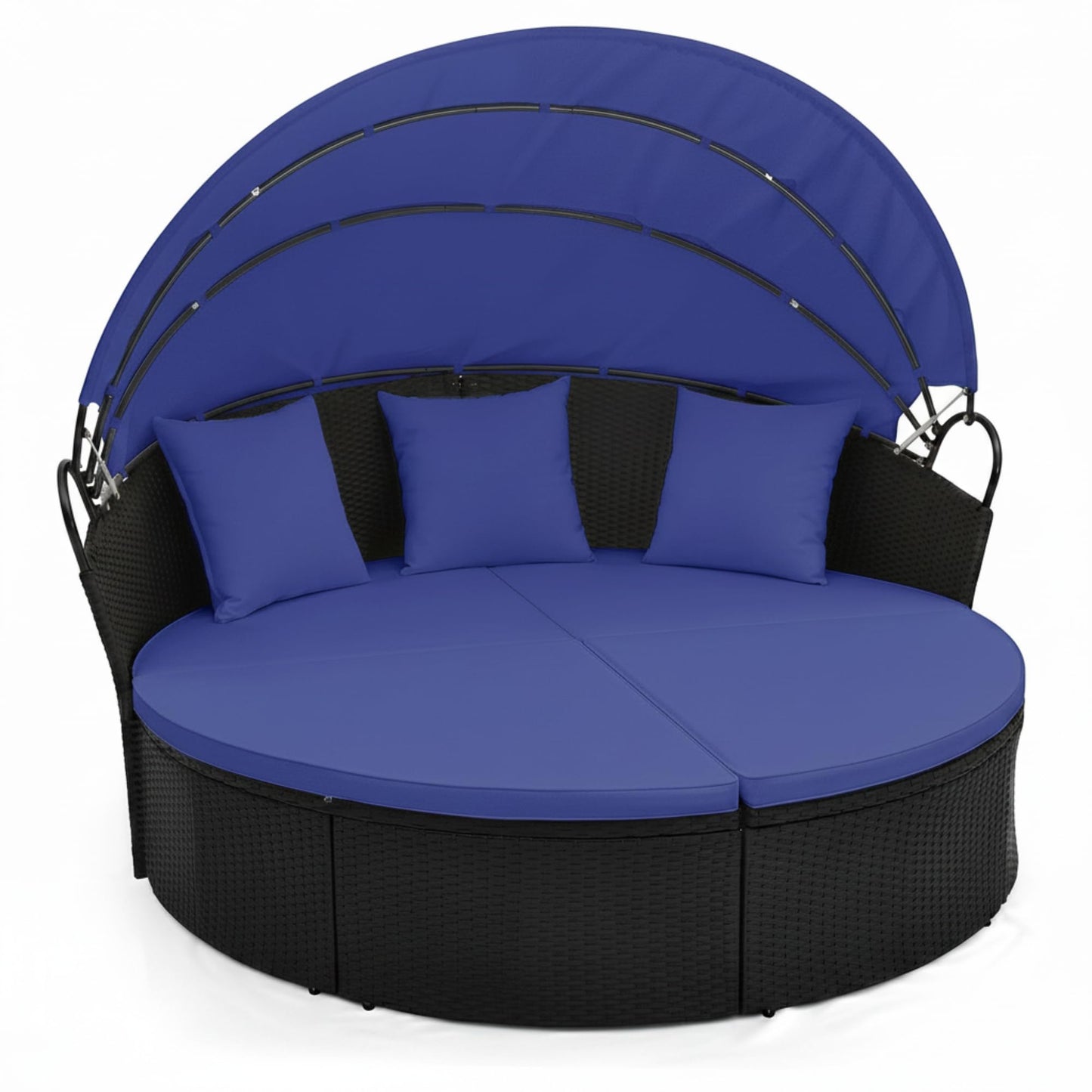 Tangkula Outdoor Patio Round Daybed with Retractable Canopy
