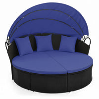 Tangkula Outdoor Patio Round Daybed with Retractable Canopy