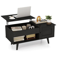 Tangkula Lift Top Coffee Table with Storage, Living Room Table with Hidden Compartment, Cabinet & Open Shelf
