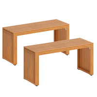 Tangkula 36” Outdoor All Slat Wood Bench for 2 People