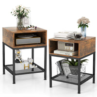 Tangkula 16” Wood Top Sofa Side Table with Metal Frame
