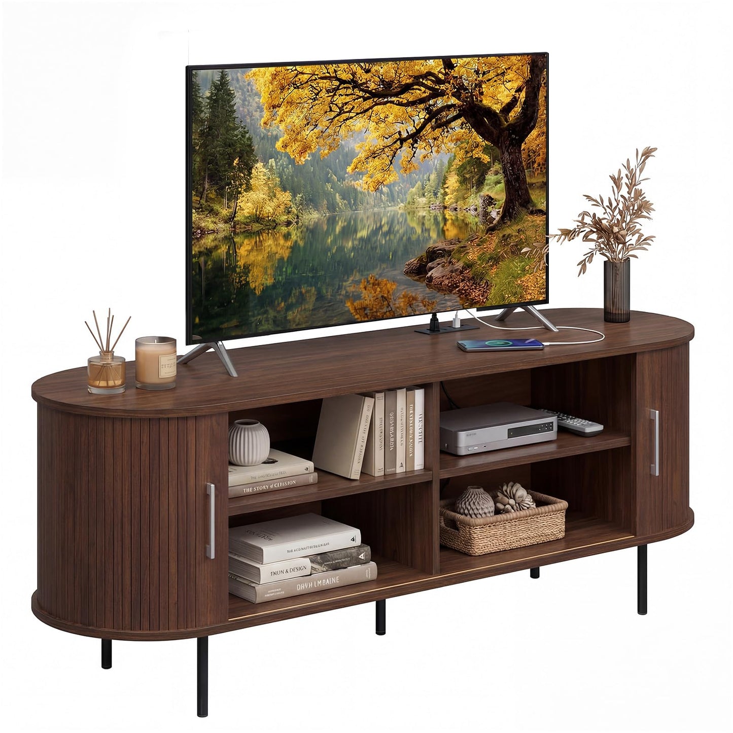 Tangkula Fluted TV Stand for TVs up to 60”