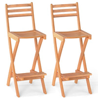 Tangkula Patio Folding Barstool Set with Backrest & Footrest