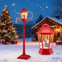 Tangkula 5.3 Ft 2-in-1 Musical Christmas Snow Globe Lamp Post Decorations