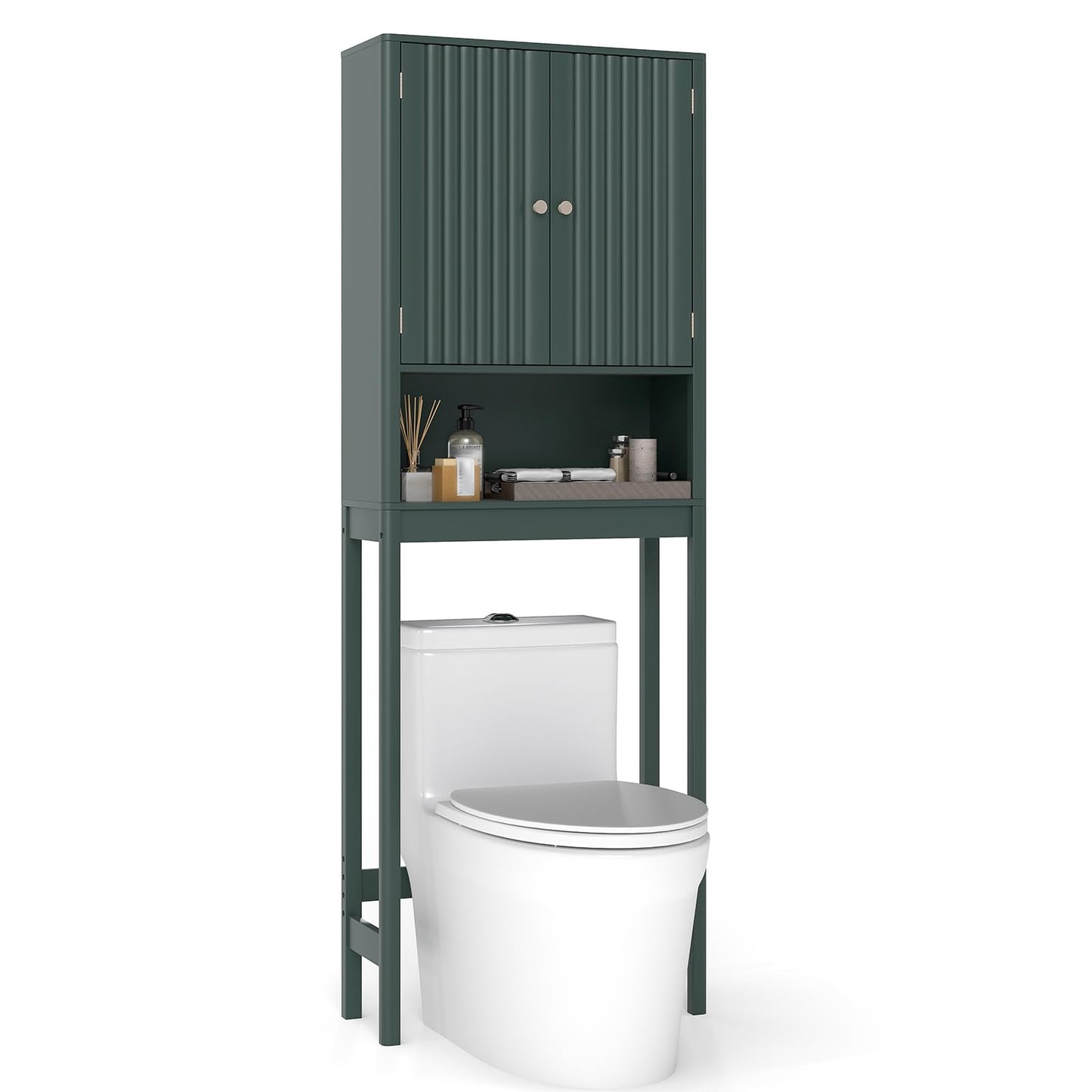 Tangkula Over The Toilet Storage Cabinet with Fluted Doors