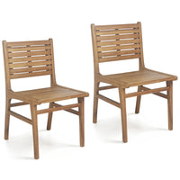 Tangkula Teak Wood Outdoor Dining Chair for Yard & Garden