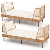 Tangkula Patio Wicker Daybed with Seat & Back Cushions