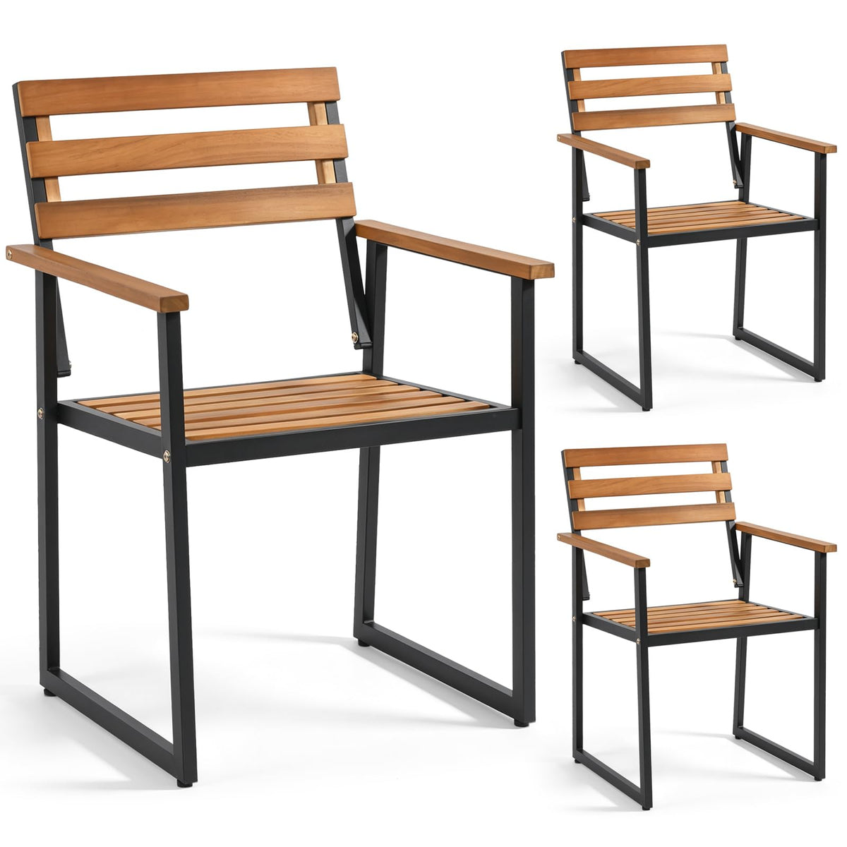 Tangkula Acacia Wood Outdoor Dining Chairs Set