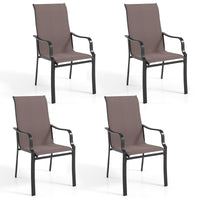 Tangkula Outdoor Dining Chairs Set of 2/4 with High Back & Curved Armrests