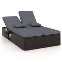 Tangkula Chaise longue double de patio, transat inclinable en osier réglable 6 positions Patiojoy