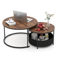 Tangkula Round Nesting Coffee Table Set of 2