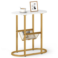 Tangkula Table d'appoint ovale étroite pour salon chambre à coucher