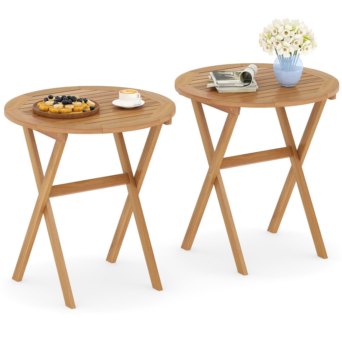 Tangkula 26 Inch Acacia Wood Outdoor Dining Table
