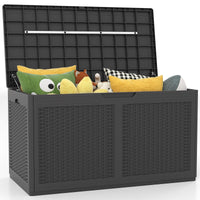 Tangkula 100 Gallon Outdoor Storage Box with 2 Smooth Wheels