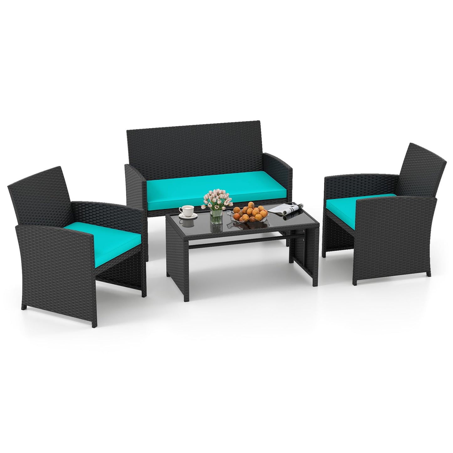 Ensemble de mobilier de jardin en osier Tangkula pour la cour arrière