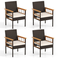 Lot de 2/4 chaises de salle à manger Tangkula en bois d'acacia et osier pour terrasse