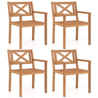Tangkula Acacia Wood Patio Dining Chairs Set of 2/4