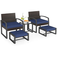 Tangkula 5 Pieces Wicker Patio Conversation Set for Porch