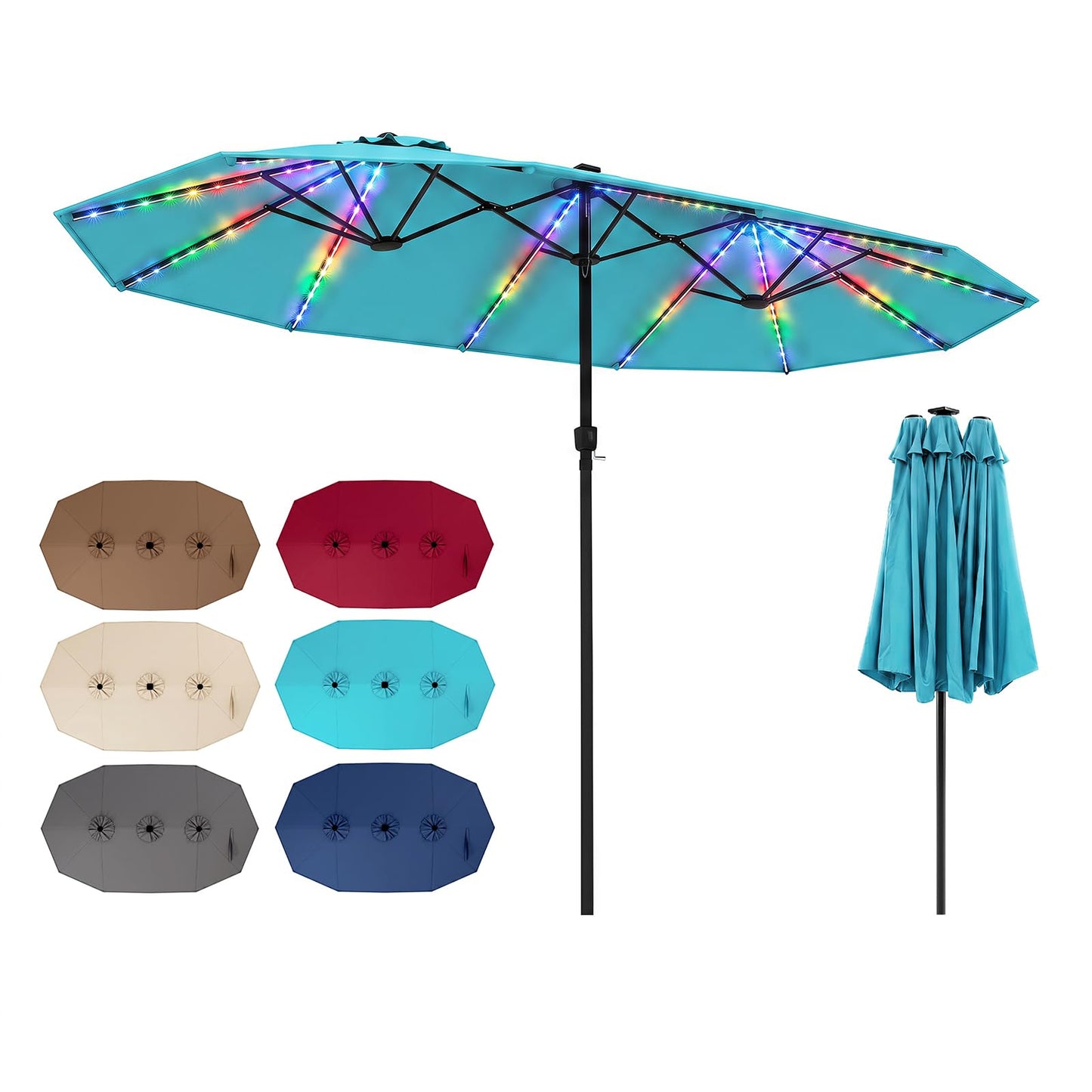 Tangkula Patio Umbrella with Solar Lights | Multi-Colored LED Lights