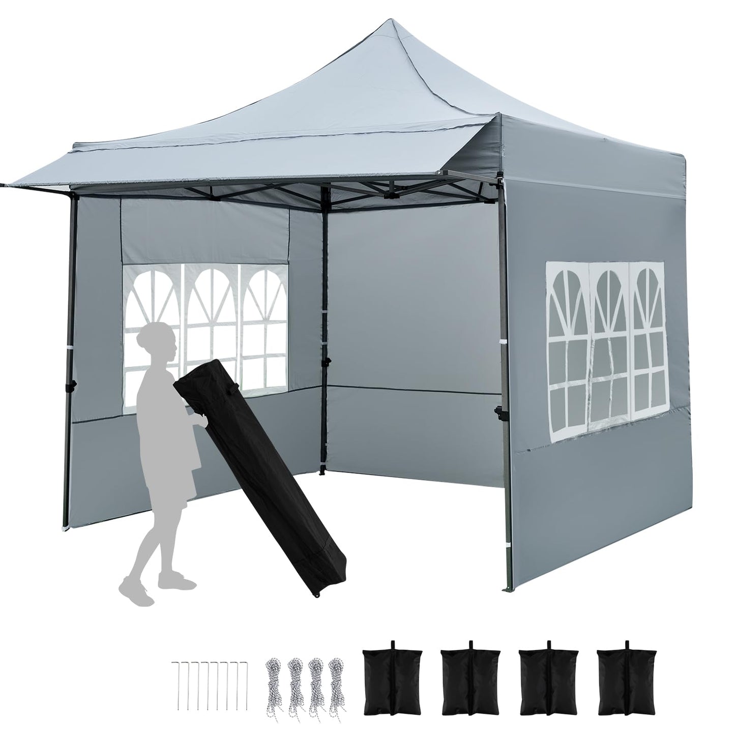 Tangkula Outdoor Tent with 3 Sidewalls & Awning for Party Picnic Event Beach Camping