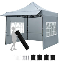 Tangkula Outdoor Tent with 3 Sidewalls & Awning for Party Picnic Event Beach Camping