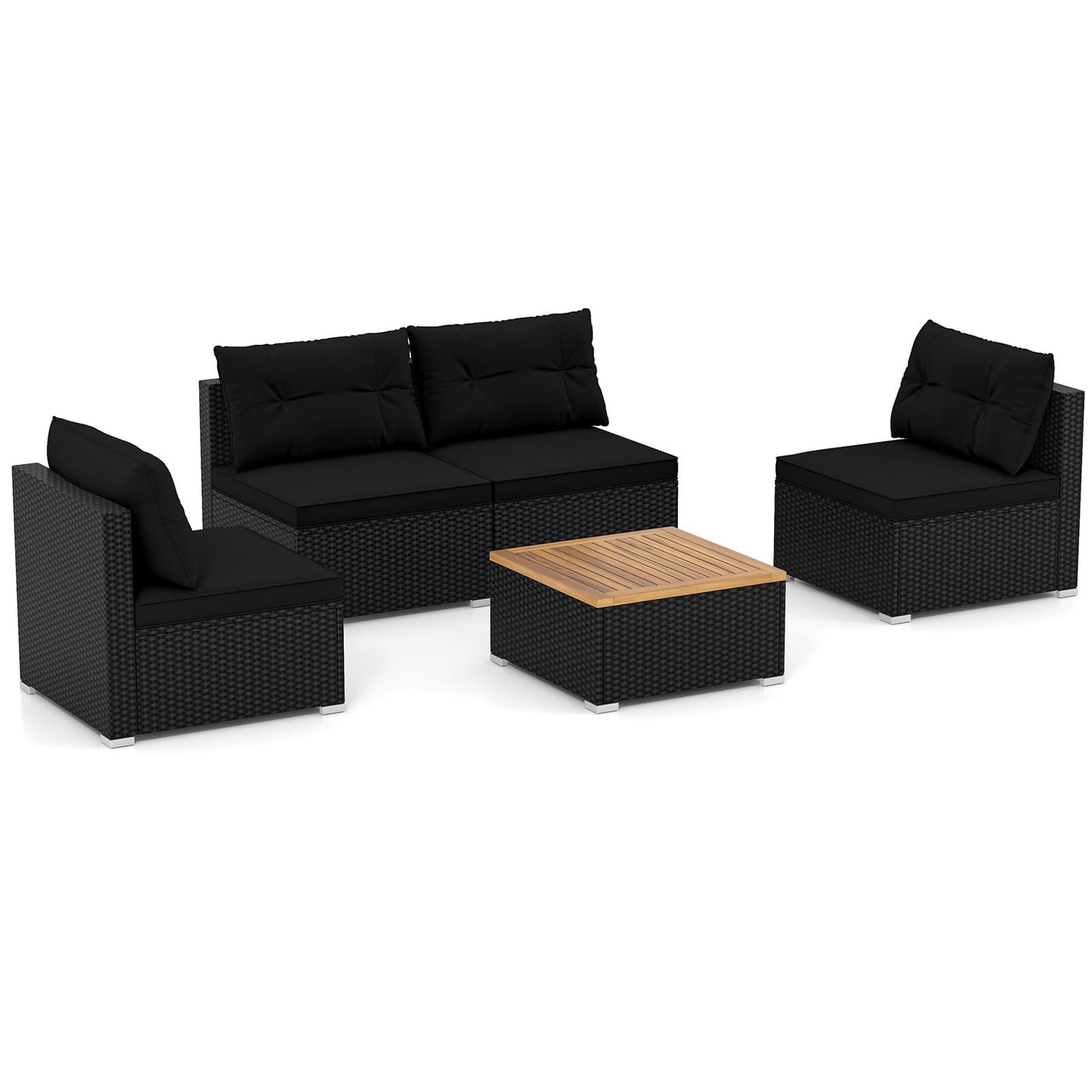 Tangkula 5 Pieces Wicker Patio Furniture Set