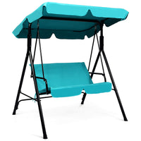 Tangkula 2-Person Patio Swing, Outdoor Yard Swing with Canopy & Cushion, Weather Resistant Steel Lounge Swing Chair