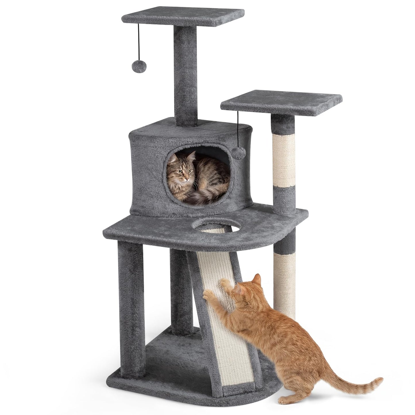 Tangkula Corner Cat Tree with Top Perches & Cozy Condo