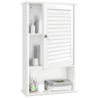 Tangkula Medicine Cabinet, Wall Mounted Bathroom Cabinet Single Door Wooden