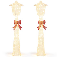Tangkula 5 FT Lighted Christmas Lamp Post with Bowknot Decorations