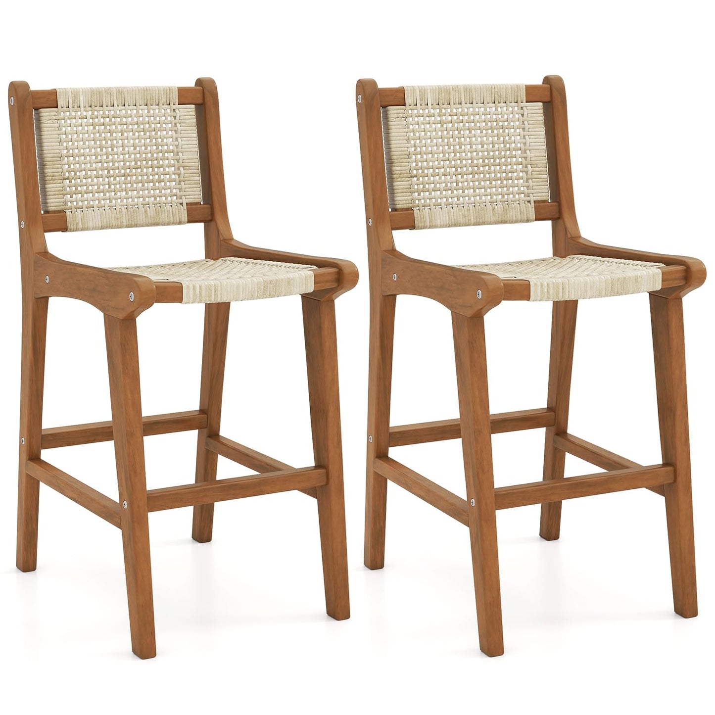 Tabouret de bar d'extérieur Tangkula à hauteur de comptoir avec dossier et repose-pieds pour balcon
