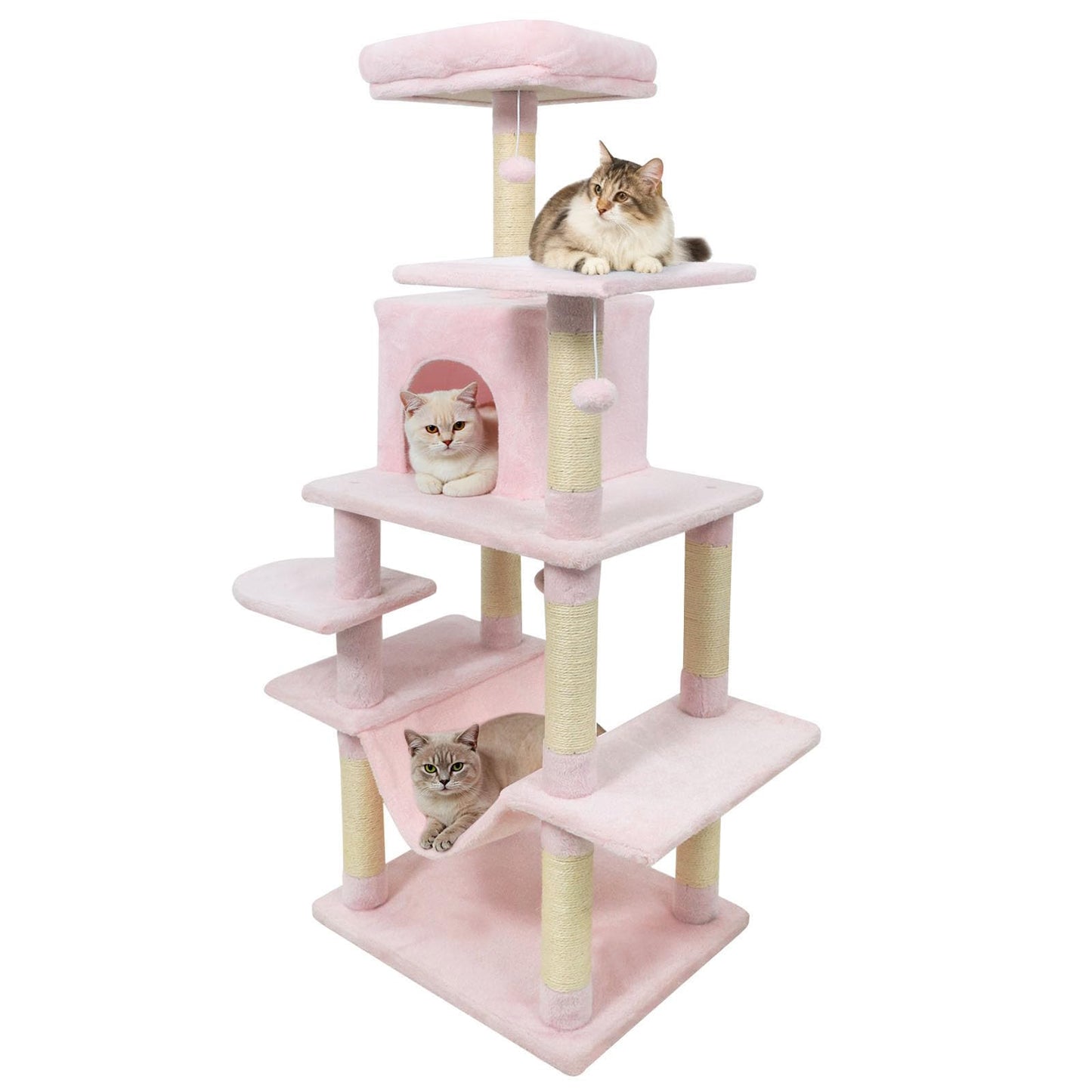 Arbre à chat multi-niveaux Tangkula de 147 cm avec poteaux à griffer en sisal pour chats d'intérieur