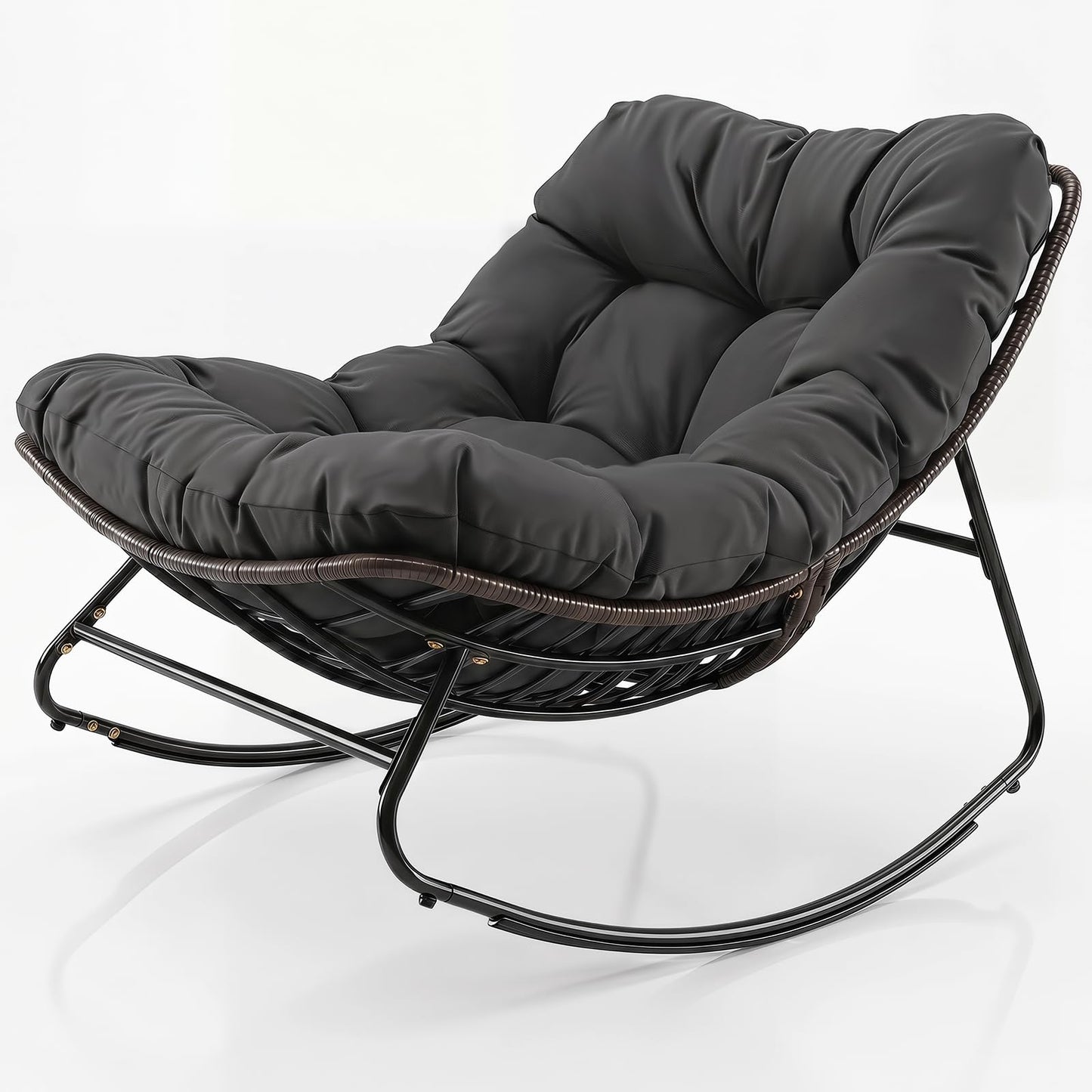 Tangkula Oversized Egg-Shaped Papasan Rocking Chair