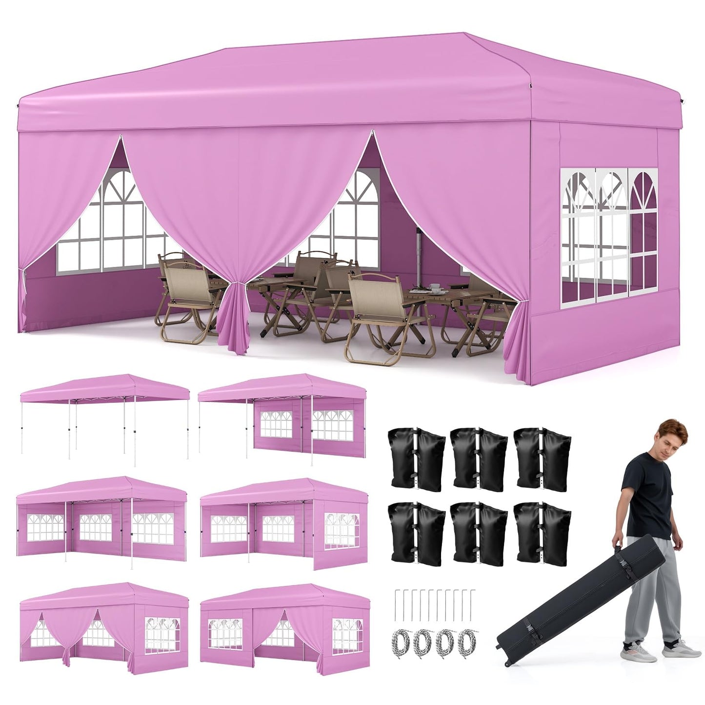 Tangkula 10x20 FT Pop Up Canopy with Center Lock