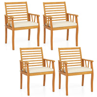 Tangkula Patio Chairs Set of 2/4 with Inclined Backrests and Slatted Seats