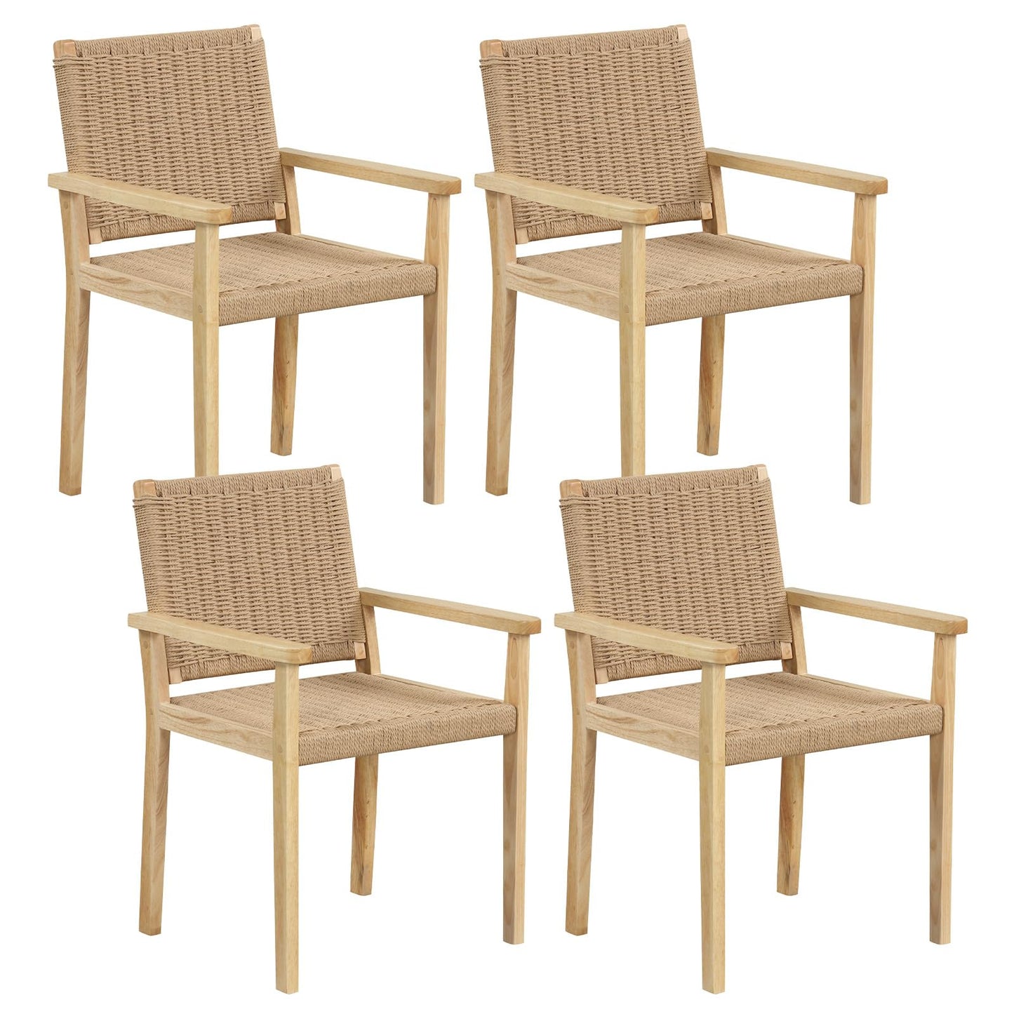 Tangkula Patio Dining Chairs w/Paper Rope Woven Seat